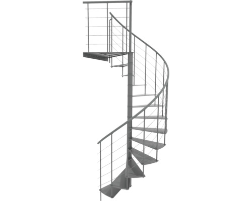 Escalier en colimaçon Pertura acier revêtu par poudre Ø 160 cm gris 13 marches - 13 pas de marche