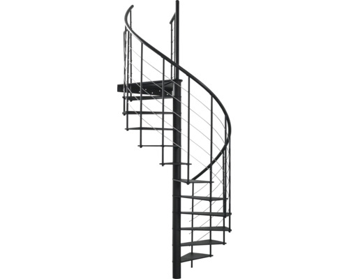 Escalier en colimaçon Pertura acier revêtu par poudre Ø 160 cm noir 13 marches - 13 pas de marche