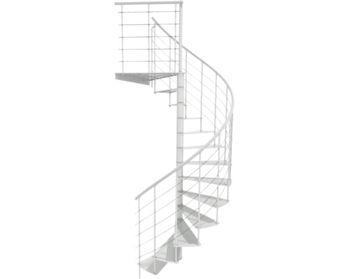 Escalier en colimaçon Pertura acier revêtu par poudre Ø 120 cm blanc 13 marches - 14 pas de marche