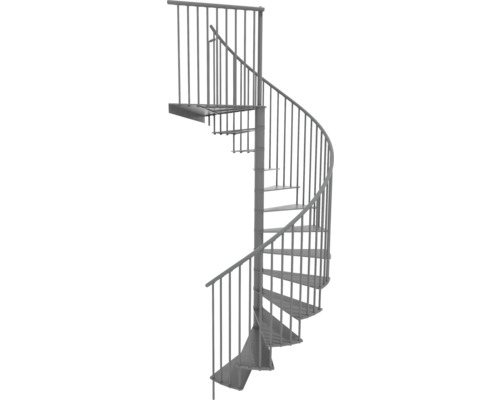 Escalier en colimaçon Pertura acier revêtu par poudre Ø 160 cm gris 15 marches - 15 pas de marche