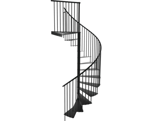 Escalier en colimaçon Pertura acier revêtu par poudre Ø 140 cm noir 14 marches - 14 pas de marche