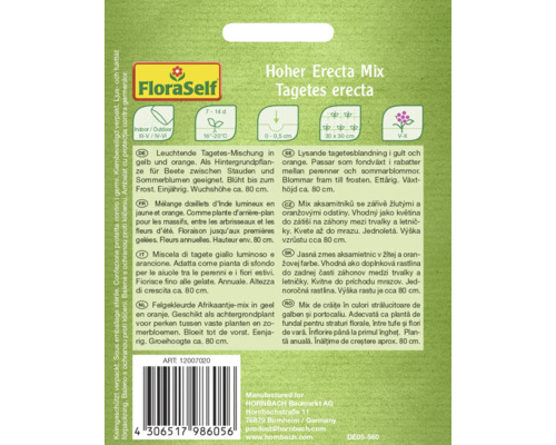 Hoher Erecta Mix Tagetes erecta Samenpackung