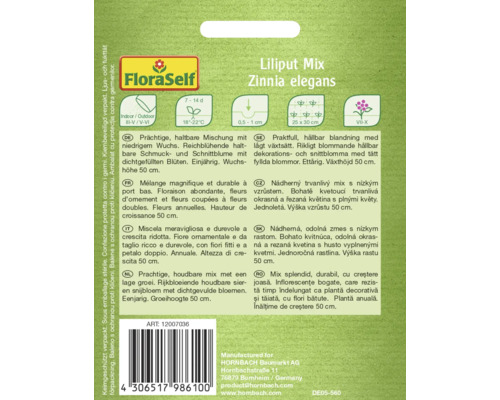 FloraSelf Liliput Mix Zinnia elegans Samenset