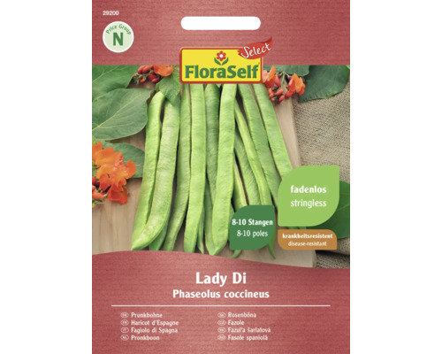 Haricots d'Espagne Lady Di FloraSelf Select graines fixées semences de légumes Paquet de graines de haricots d''Espagne Lady Di de la marque FloraSelf