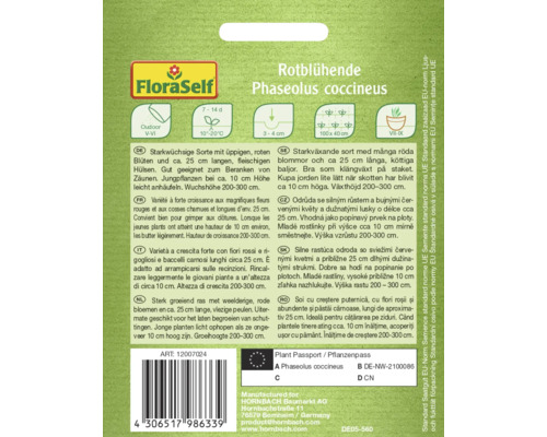 Graines pour Phaseolus coccineus à fleurs rouges