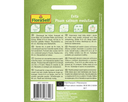 Sachet de graines de pois mange-tout Evita FloraSelf