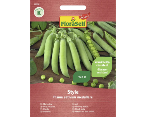 Petits pois Style FloraSelf Select semences non-hybrides graines de légumes Pois potagers Style, Pisum sativum medullare, résistant aux maladies