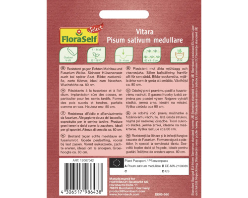 FloraSelf Vitara graines de pois mange-tout emballage