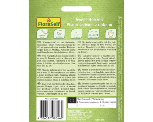 Sachet de graines de pois mange-tout variété Sweet Horizon