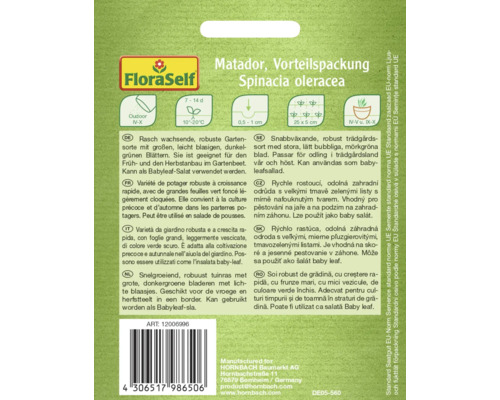 Sachet de graines FloraSelf Matador Spinacia oleracea