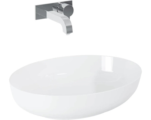 Lavabo à poser Jungborn 52x13x39.5 cm blanc haute brillance