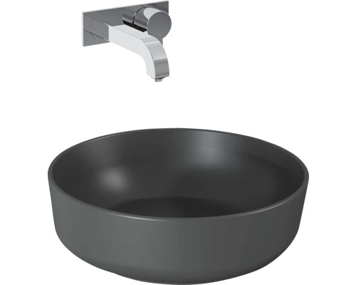 Lavabo à poser Jungborn 41.5x13.5x41.5 cm anthracite mat