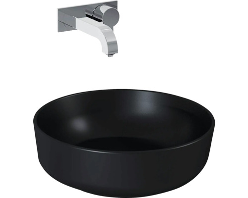 Lavabo à poser Jungborn 41.5x13.5x41.5 cm noir mat