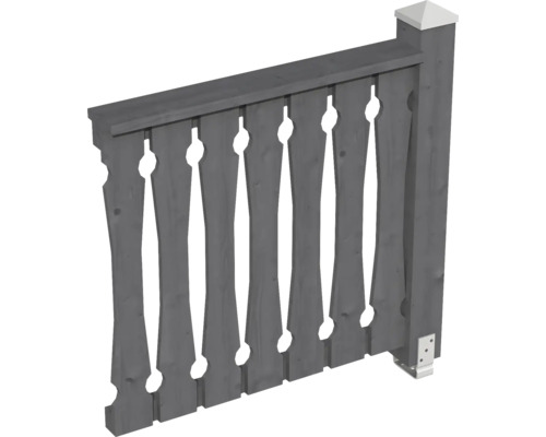 Balustrade coffrage de balcon SKAN HOLZ pavillon 4 angles 108 cm gris ardoise Élément de clôture en bois avec poteaux et traverse