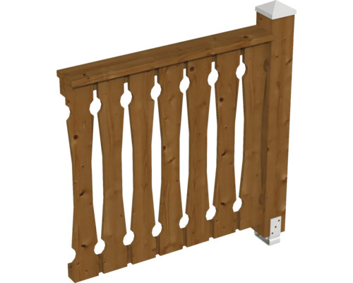 Balustrade coffrage de balcon SKAN HOLZ pavillon carré taille 108 cm noyer Clôture en bois avec découpes