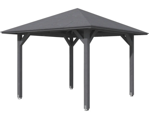Pavillon en bois avec base rectangulaire et toit pointu