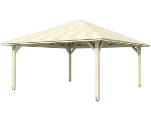 Pavillon carré en bois avec toit pointu