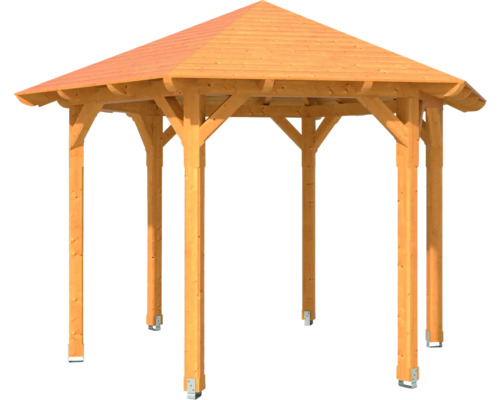 Holzpavillon mit sechseckigem Dach für den Garten