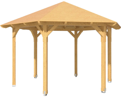 Pavillon en bois avec toit hexagonal