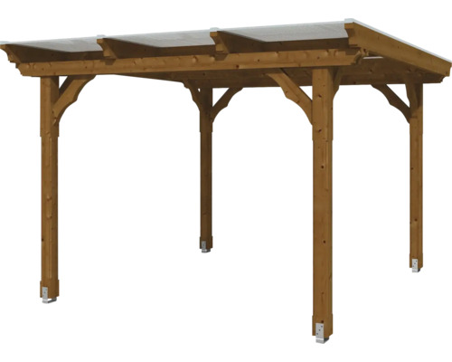 Carport en bois avec toit transparent pour l''extérieur