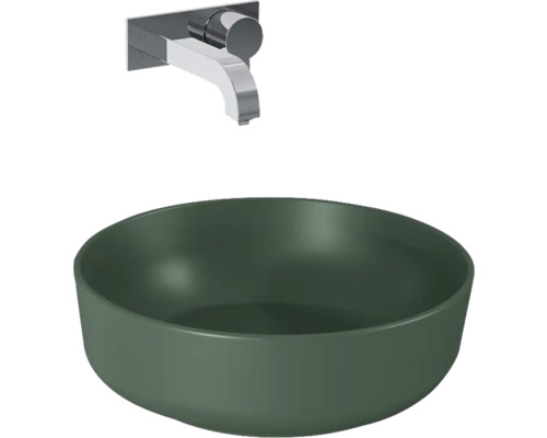 Lavabo à poser Jungborn 41.5x13.5x41.5 cm forest vert mat