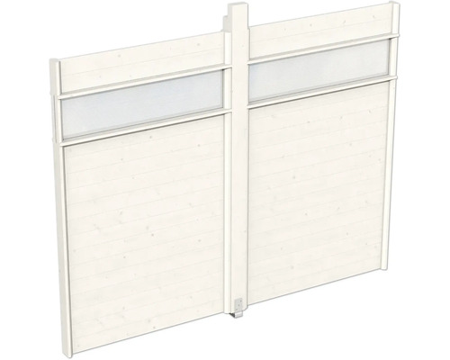 Paroi latérale avec bande de lumière SKAN HOLZ Toulouse 270 x 209 cm blanc Panneau de confidentialité en bois avec insert en verre