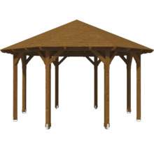 Pavillon en bois avec toit hexagonal