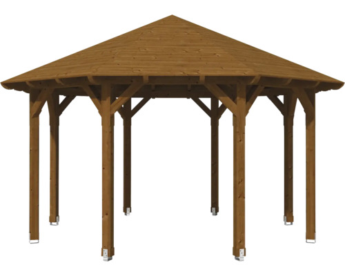 Pavillon en bois avec toit hexagonal