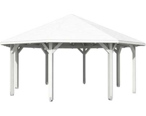 Freistehender Pavillon mit Holzkonstruktion und sechseckigem Dach