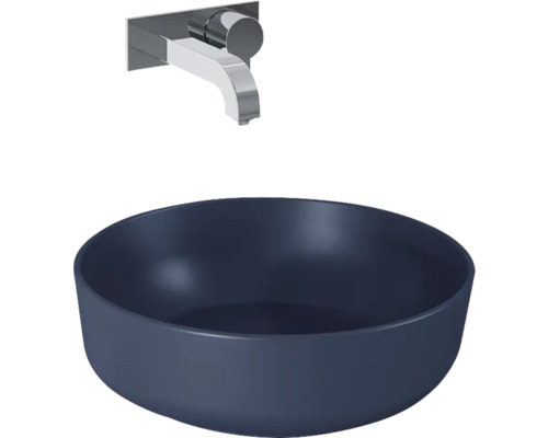 Lavabo à poser Jungborn 41.5x13.5x41.5 cm bleu marine mat