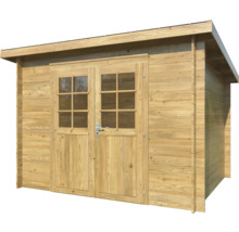 Abri de jardin en bois avec double porte et fenêtres