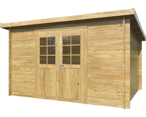 Abri de jardin en bois avec double porte et fenêtres