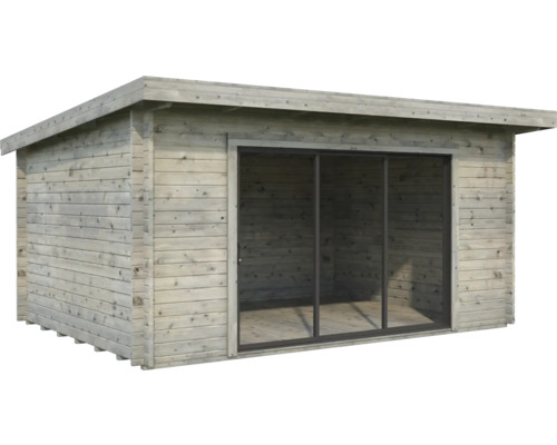 Abri de jardin Palmako Lea 14,2 m² porte coulissante verre isolant avec plancher 494 x 402 cm gris