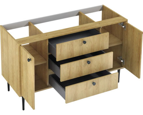 Jungborn PRIMUS Waschbeckenunterschrank BxHxT 120x72x45.6 cm natur hickory Waschbeckenunterschrank mit Schubladen und Türen
