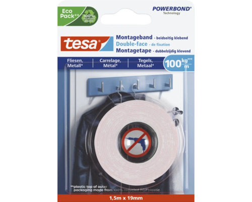 tesa® Montageband weiss für Fliesen 1.5 m x 19 mm