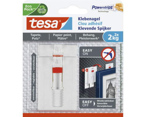 tesa Klebenagel für Tapete & Putz verstellbar weiss 2 kg Belastung 2 Stk.-0