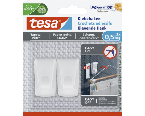 Crochets décoratifs tesa® Powerstrips blancs 2 pces 2 x 0.5 kg