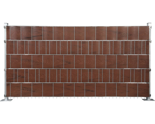 Clôture d''intimité avec décor bois et cadre métallique