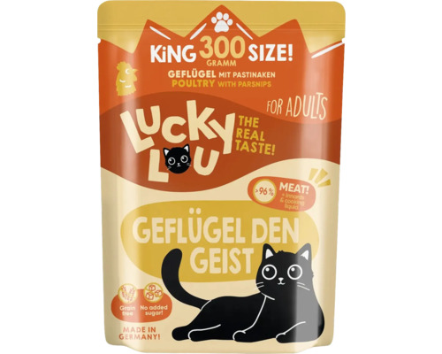 Pâtée pour chats Lucky Lou Lifestage Adult volaille 300 g