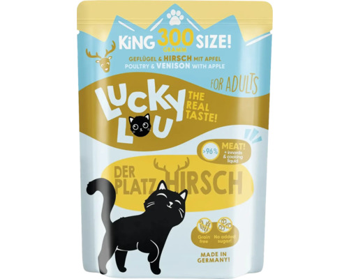 Katzenfutter nass Lucky Lou Lifestage Adult Geflügel & Hirsch 300 g