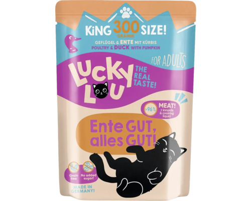 Pâtée pour chats Lucky Lou Lifestage Adult volaille et canard 300 g