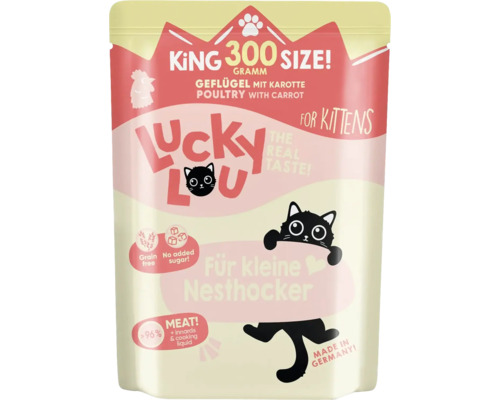 Pâtée pour chats Lucky Lou Lifestage Kitten volaille 300 g