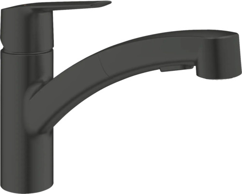 Robinet de cuisine avec douchette Grohe Quickfix Start noir mat 305312431 Robinet de cuisine à col de cygne