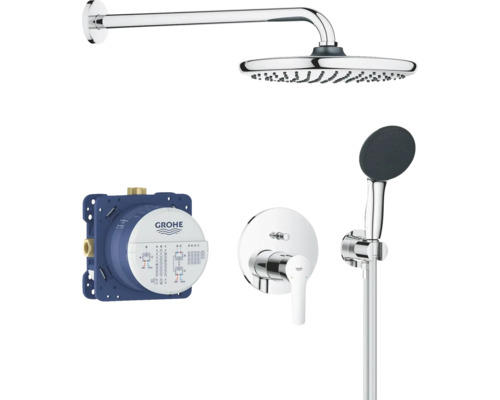 Duschsystem mit Kopfbrause, Handbrause, Unterputzthermostat und Installationsbox