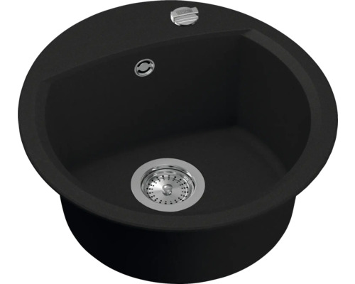 Runde Küchenspüle aus Stein mit Ablaufgarnitur