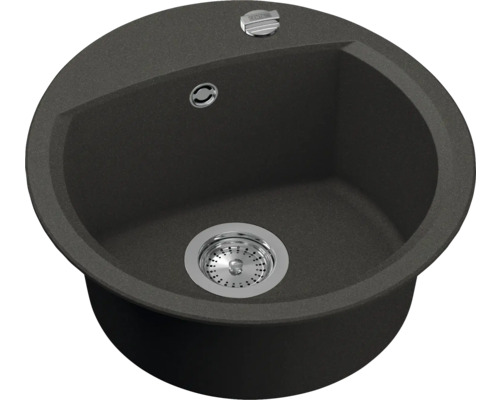 Évier en granit avec cuve ronde et garniture d''écoulement