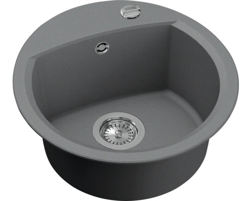 Évier rond en matériau composite avec garniture d''écoulement
