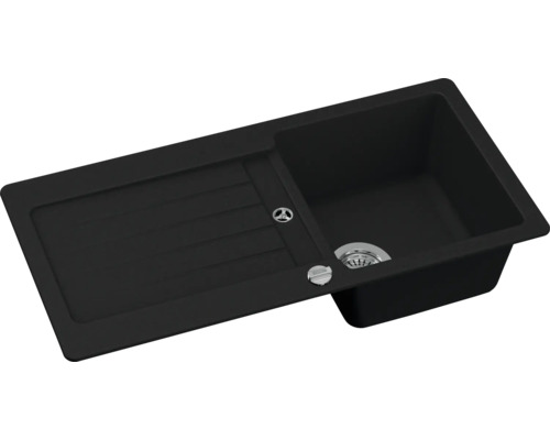 Schwarzes Spülbecken mit Abtropffläche