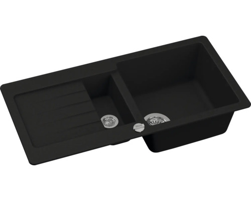 Évier en granit avec deux bacs et égouttoir