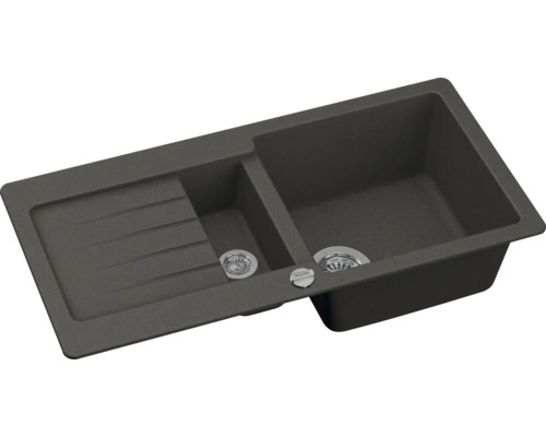 Évier de cuisine avec égouttoir et deux bacs